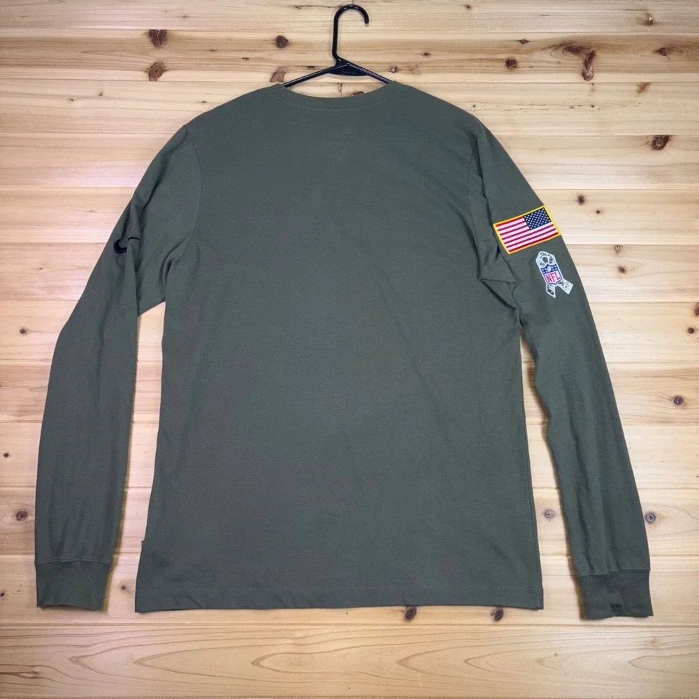Nike NFL Las Vegas Raiders Shirt Mens Medium Green Salute to Service Long Sleeve